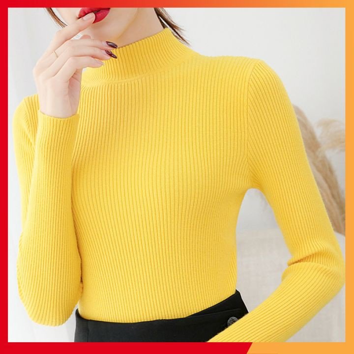 Áo len cổ 3 phân chất len co giãn mền mịn