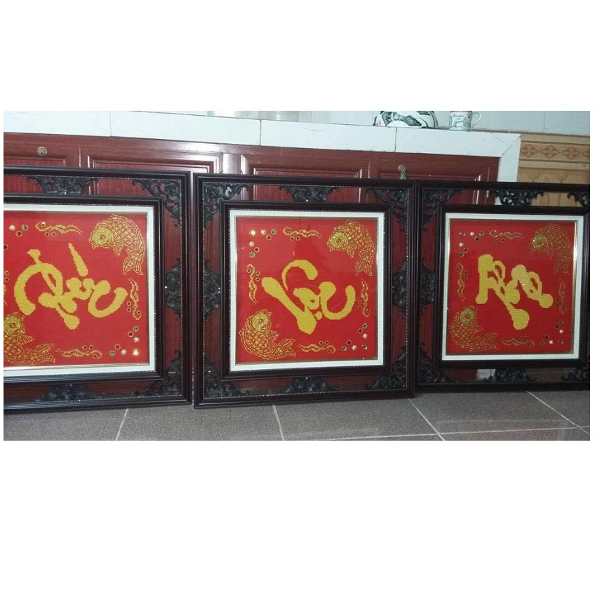 Tranh đính đá phúc lộc thọ . kích thước: 1m42 x 50cm