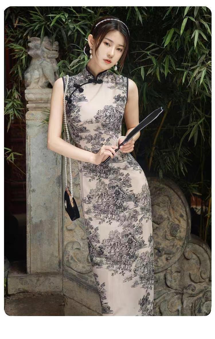 Cũ Thượng Hải được cải thiện dài chiếc váy sườn xám Trung Quốc retro gió  bữa tiệc hàng ngày hàng ngày ăn mặc lớn kích thước sườn xám váy | Nhập Hàng