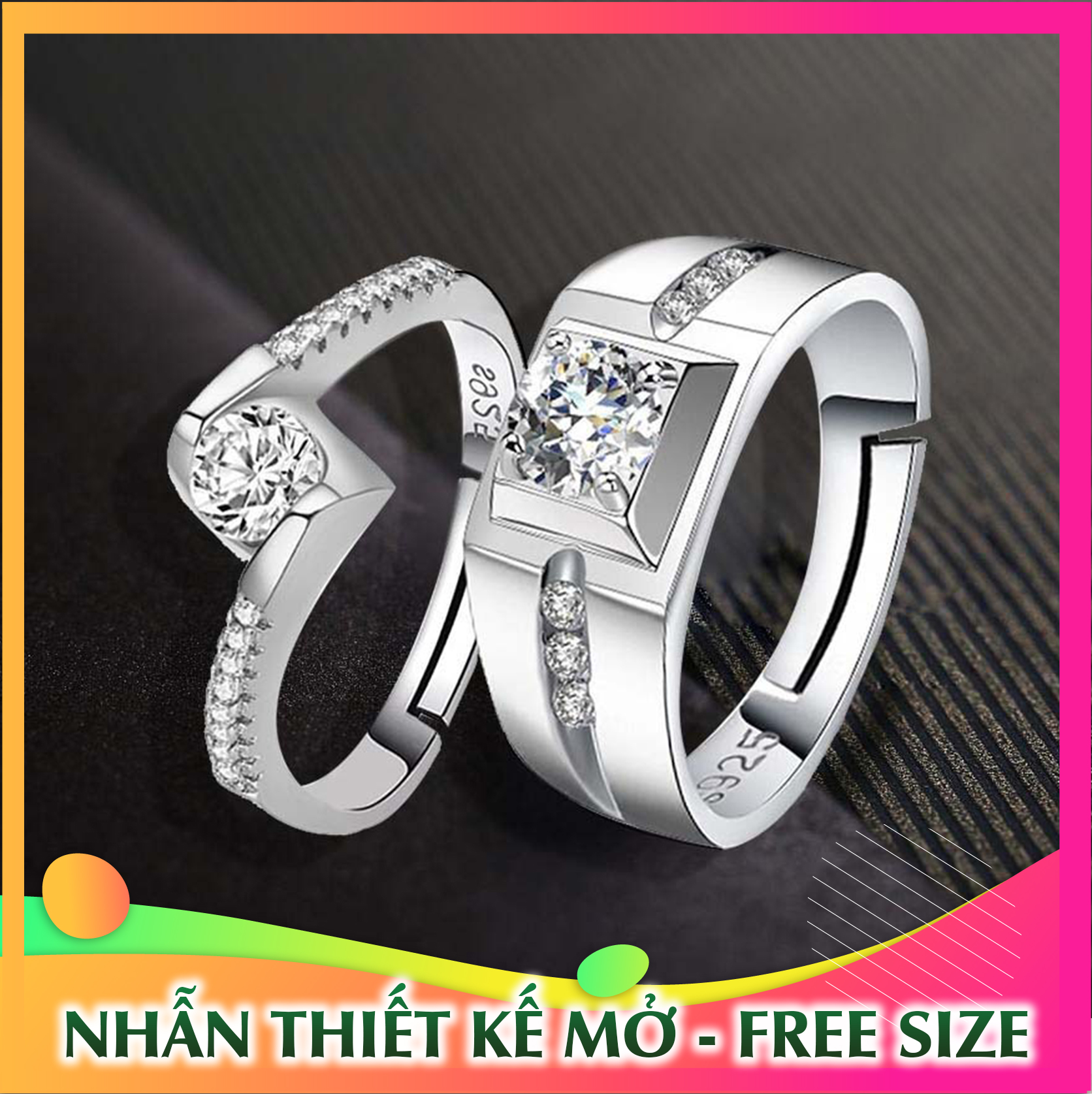 Cặp nhẫn đôi Bạc 925 A1 - mẫu 2019 (ND.A1)