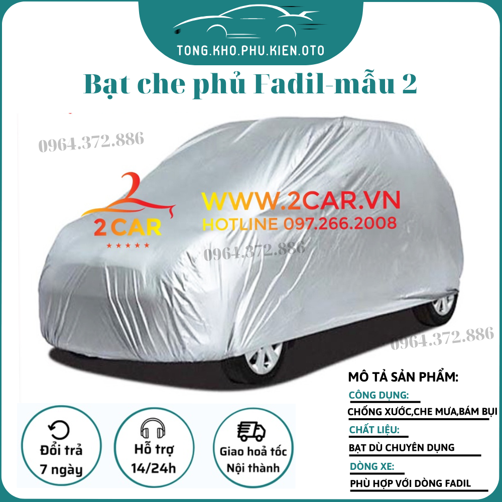 Bạt phủ xe vinfast fadil siêu bền, bạt trùm fadil - mẫu bạt dù 02- size 2m