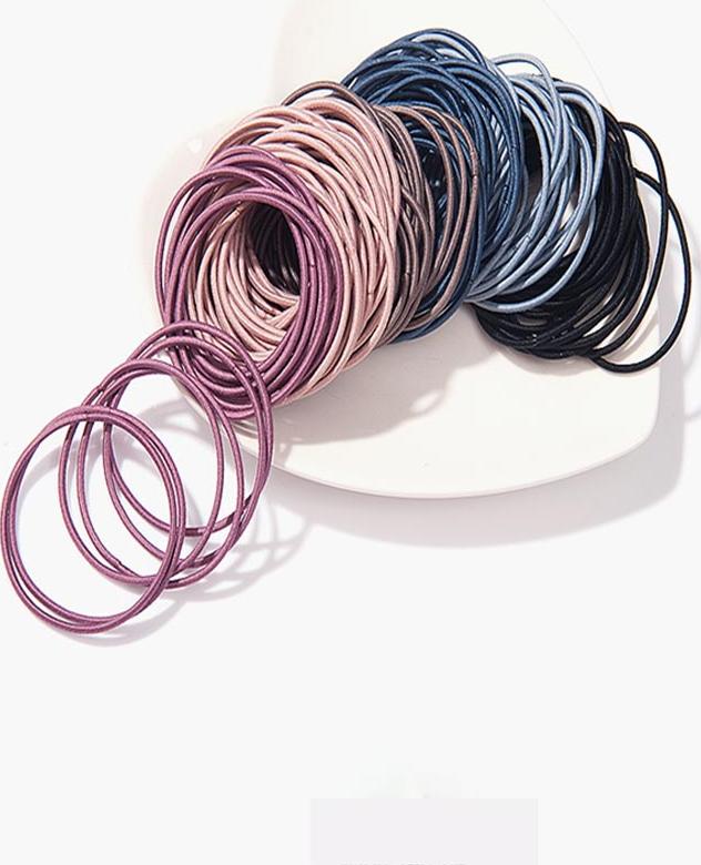 Set 100 Dây Thun Cột Tóc Đơn Giản, Thun cột tóc có hộp đựng