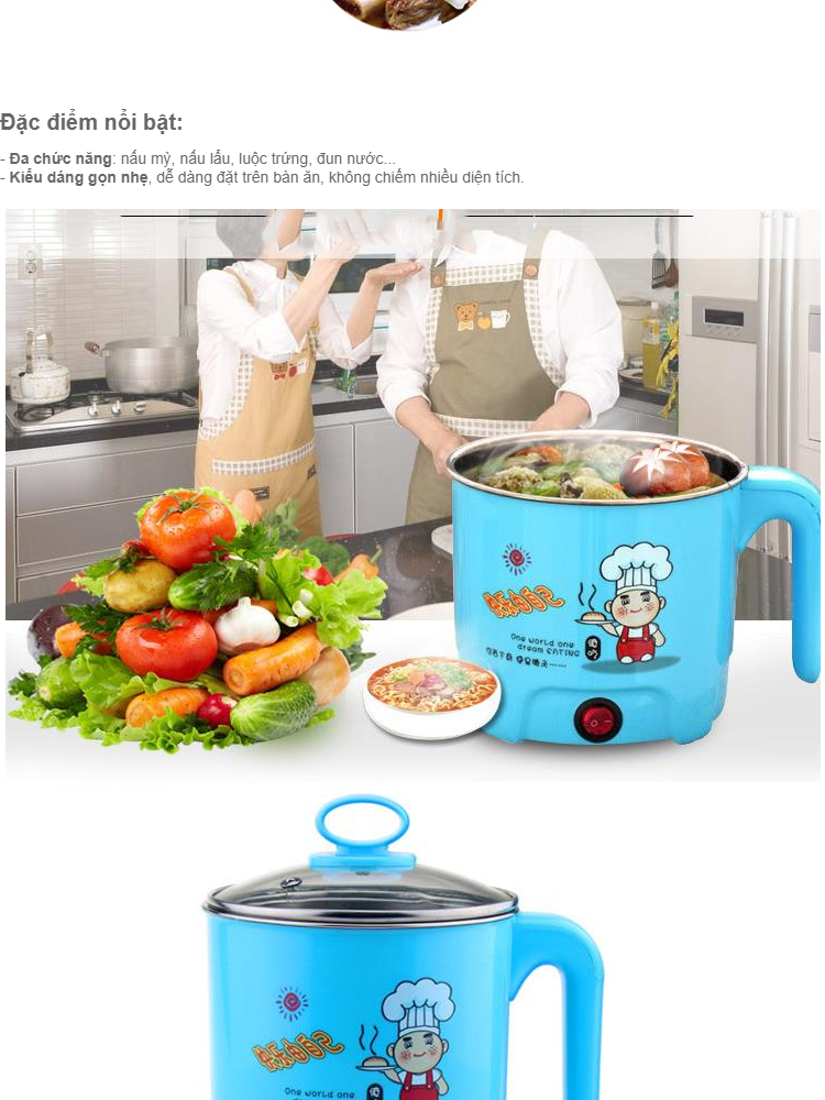 Ca nấu mì siêu tốc nồi nấu đa năng mini siêu tốc 18cm ( không có kèm khay hấp)