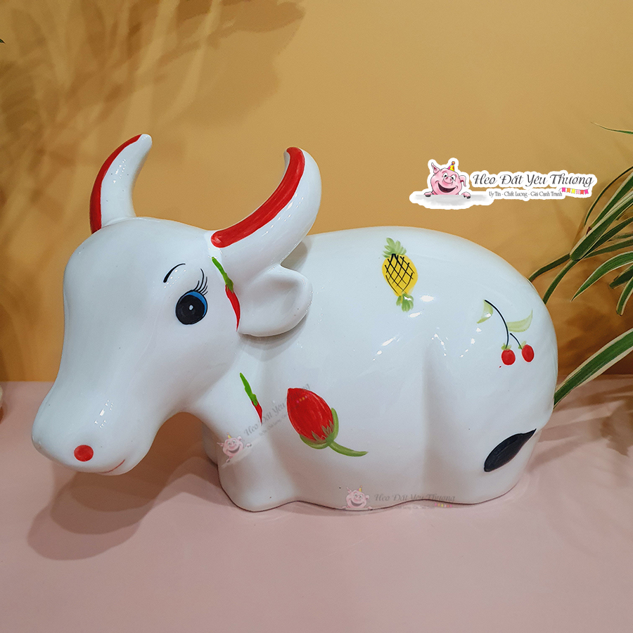 Trâu sừng tiết kiệm chất liệu gốm sứ ống heo tiết kiệm lợn đất đựng tiền trưng bày trang trí quà tặng