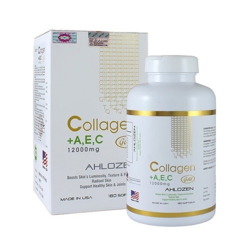 [Hàng chính hãng ]Collagen AEC Gold 12000mg Của Mỹ - Giup làm làn da căng min , trắng sáng -Hộp 180 Viên - mỹ nhập khẩu
