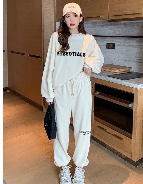 💥 GIÁ RẺ 💥 Bộ Nỉ Nam - Sét Đồ Thu Đông Mặc Nhà Aó Kèm Quần Chất Liệu Dày Dặn In Chữ ESSEOTIALS Bóng Lót Mềm Mịn S0