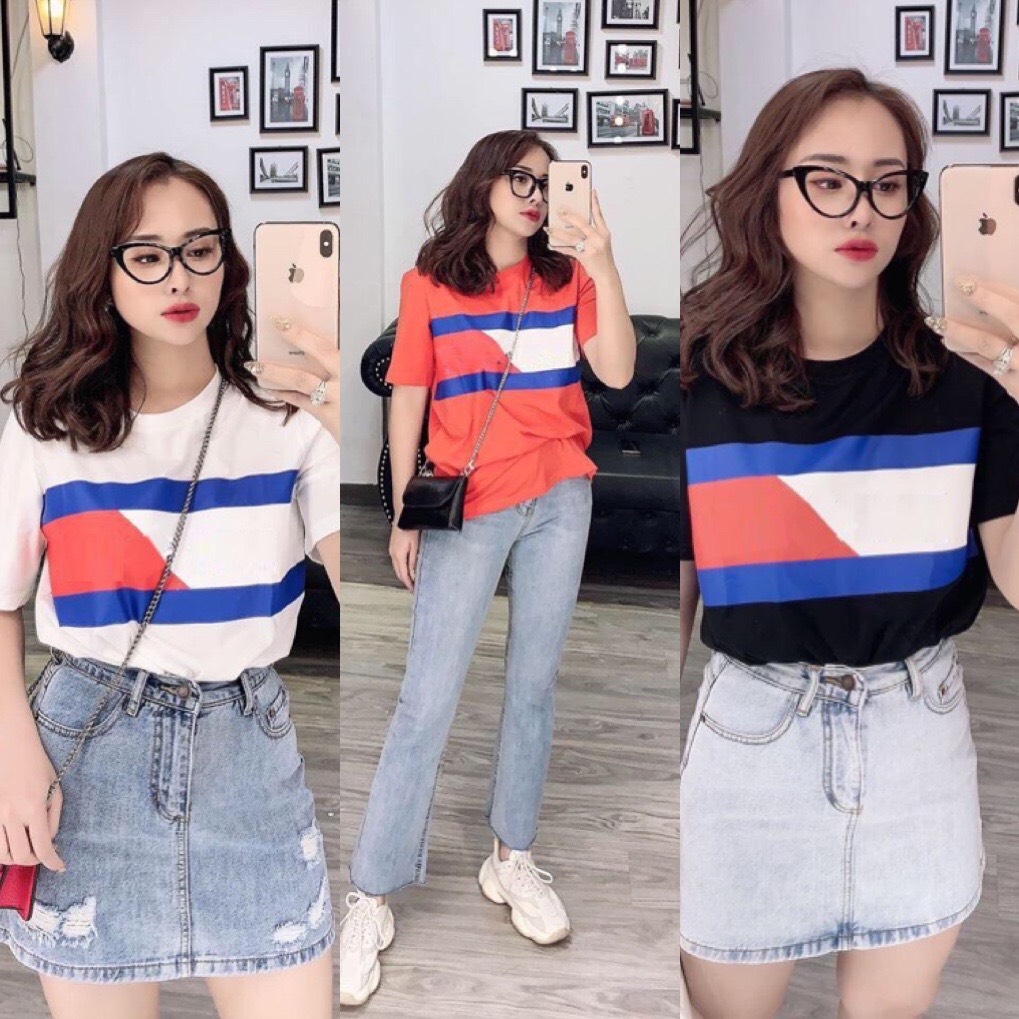 [HCM]ÁO THUN NỮ COTTON PHỐI SỌC HOT - A4