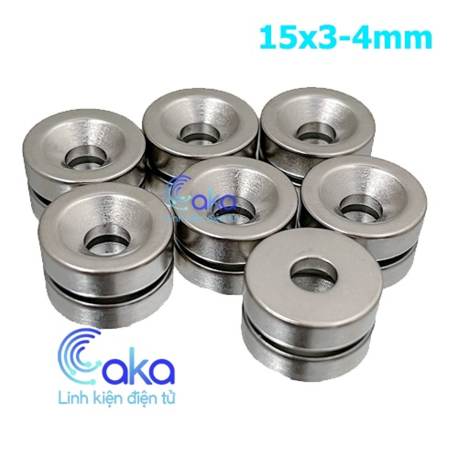 Nam châm đất hiếm tròn có lỗ 15x3mm lỗ 4mm