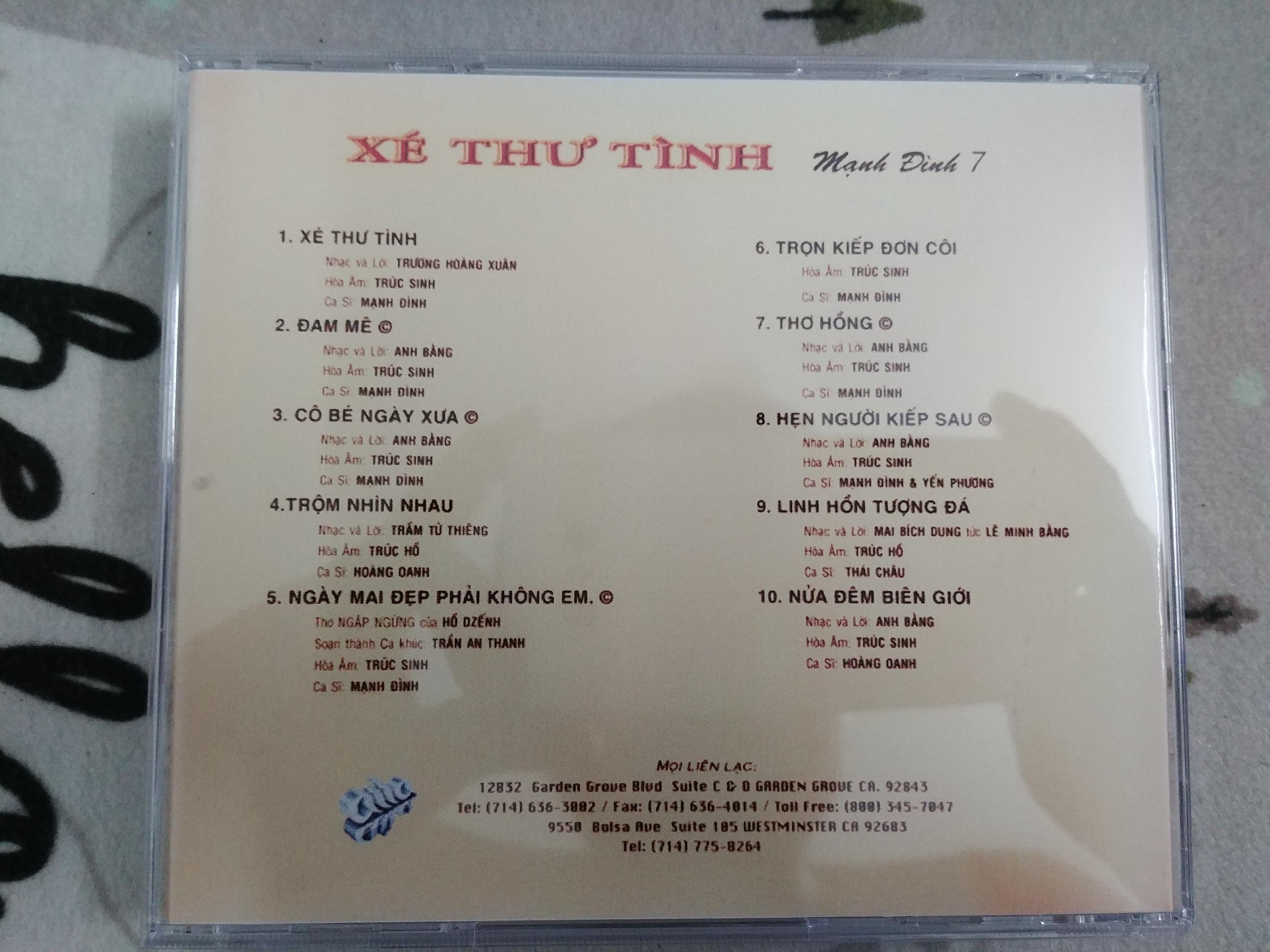 CD Xé Thư Tình - Mạnh Đình 7 - phono mitsubishi