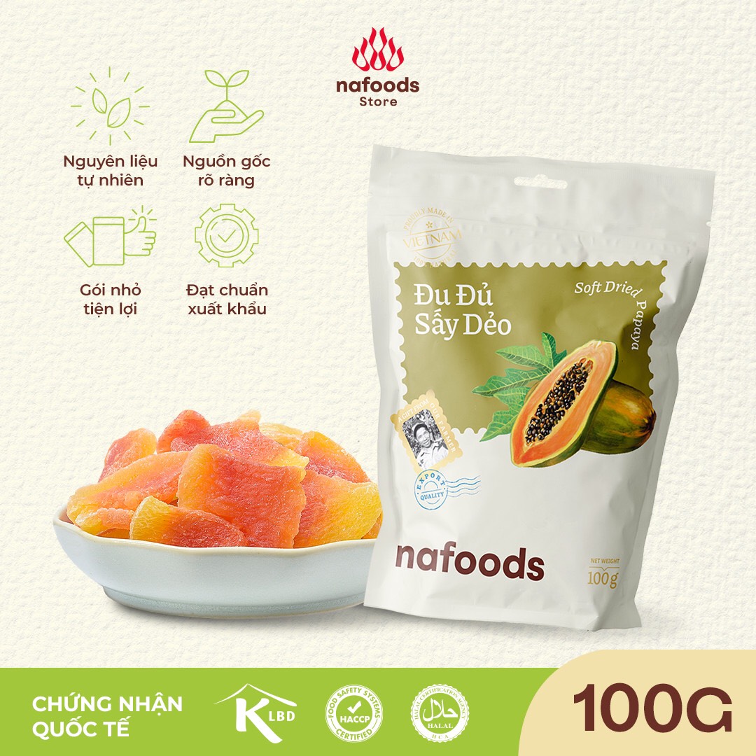 Đu đủ Sấy Dẻo NAFOODS Túi 100gr