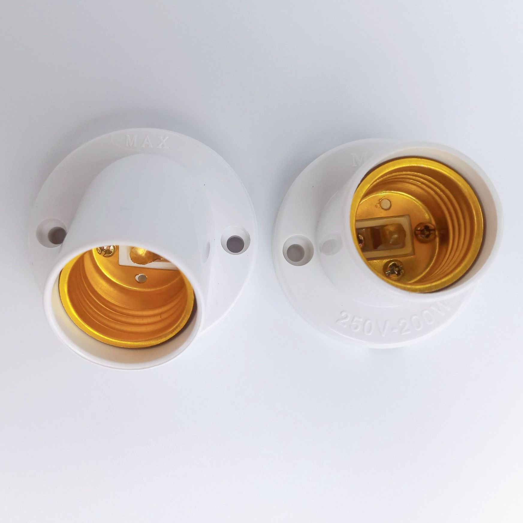 Eyeless lamp mount ốp wall ceiling E27 angling 45 Độ or square straight 90 Độ tail spin fi 27mm
