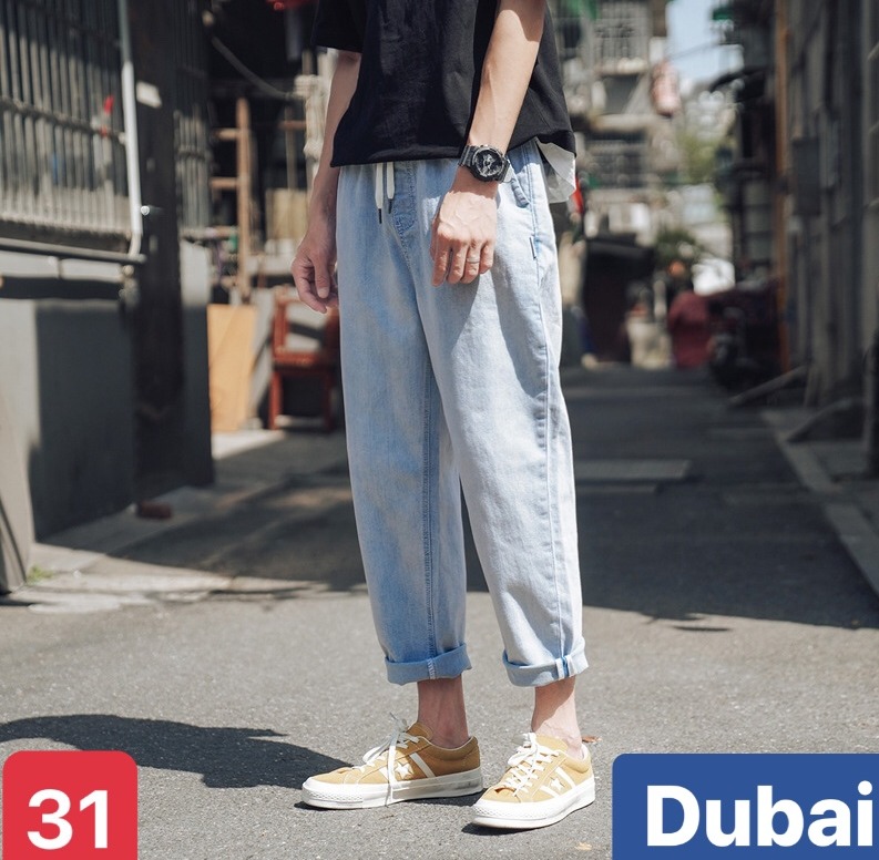 QUẦN BAGGY JEAN NAM CHẤT BÒ XANH LƯNG THUN CẠP CHUN ỐNG RỘNG SUÔNG DÀI SÀNH ĐIỆU HÈ HÀN QUỐC HOT TREND DB-31 - DUBAI FASHION