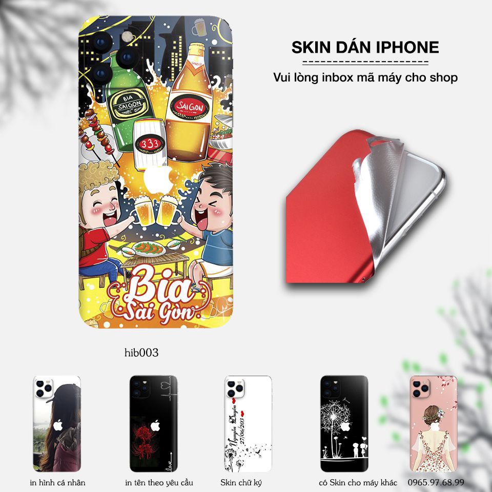 Skin dán cho iPhone mẫu Bia Sài Gòn - Chib003 (inbox mã máy cho shop)