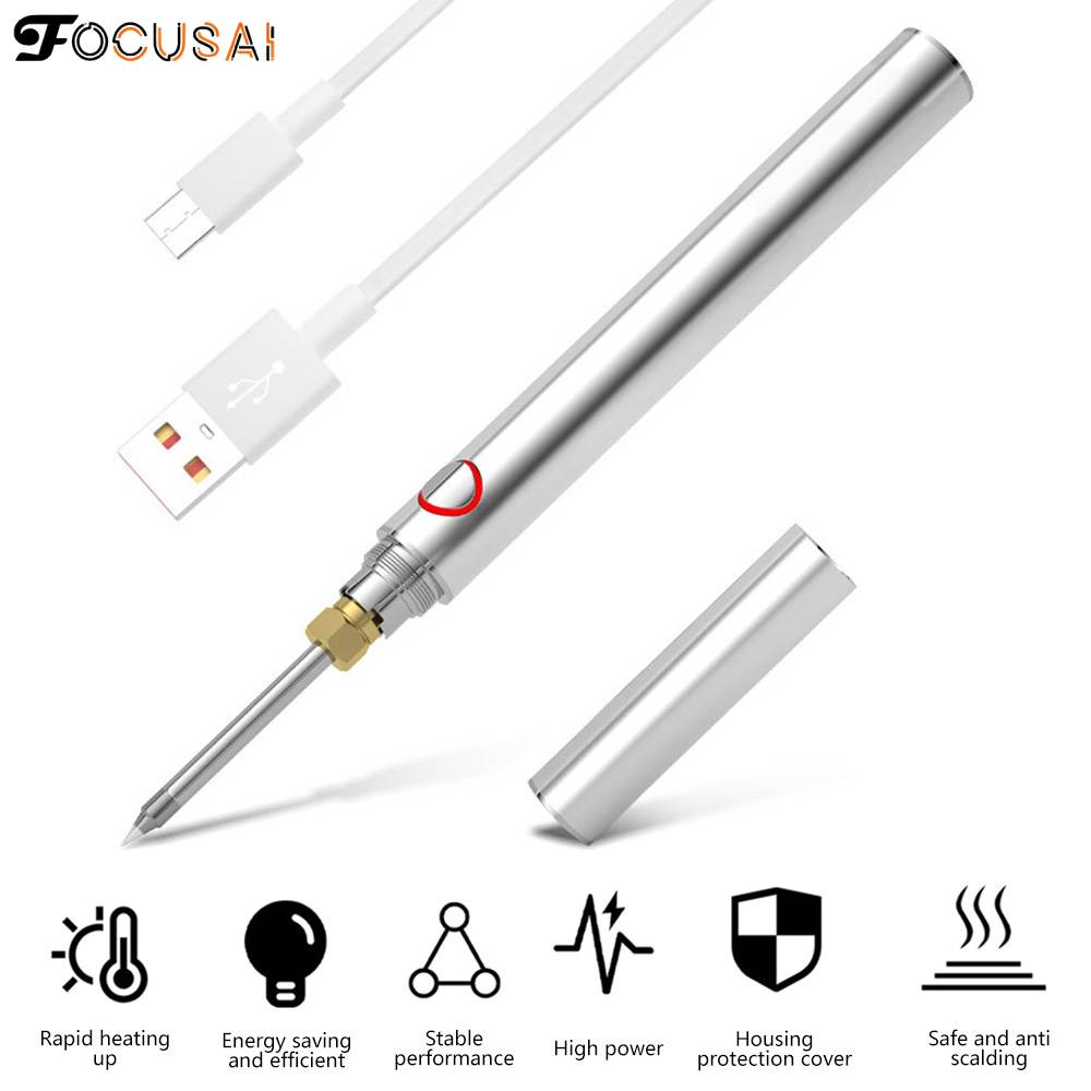 FocusAi Soldering Iron Kit 5V 8W Mini Electric Soldering Irons Tools Equipment USB Charging Adjustable Temperature with Soldering Tip
