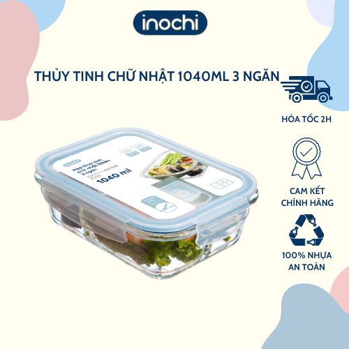 Hộp thuỷ tinh đựng thực phẩm chữ nhật - Hộp đựng thực phẩm tươi, khô, Hộp bảo quản thực phẩm - Thân thiện và Tiện dụng - Hàng chính hãng INOCHI - Tiêu chuẩn Nhật Bản