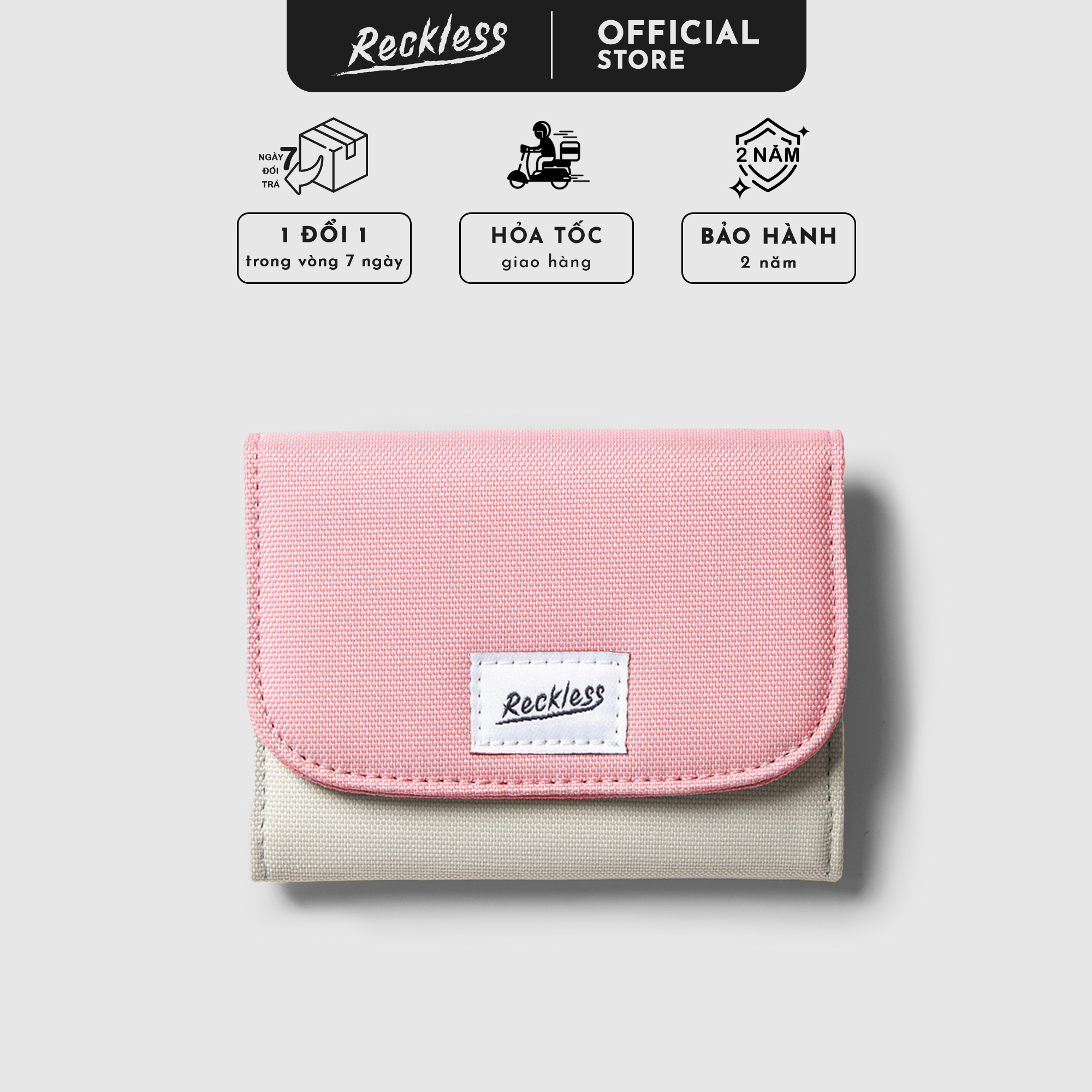 Ví Vải Nắp Gập Màu Phối Reckless Claire Wallet Polyester Kháng Nước