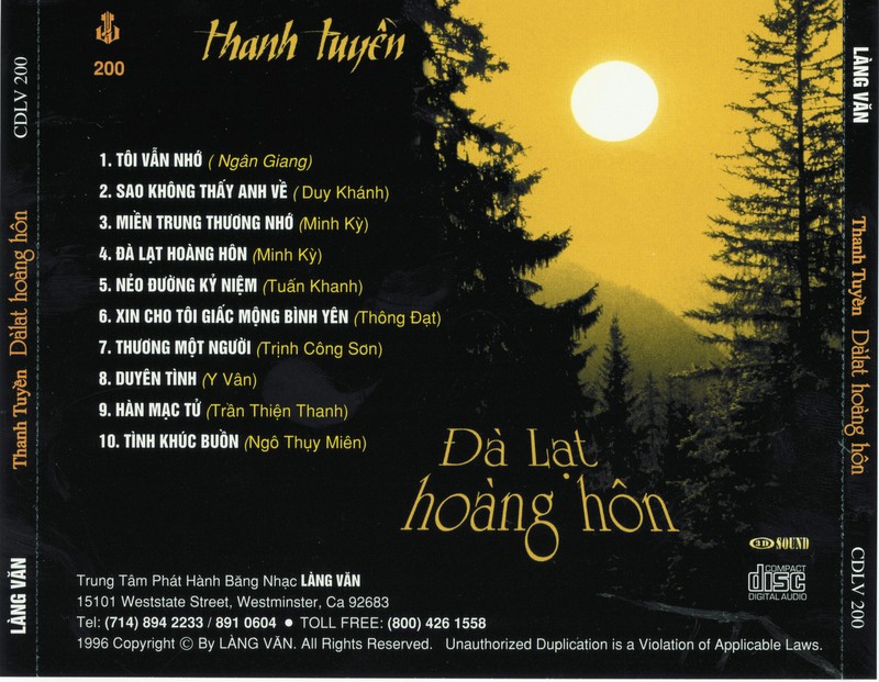 Bộ 6 đĩa Cd nhạc tiếng hát Thanh Tuyền 2