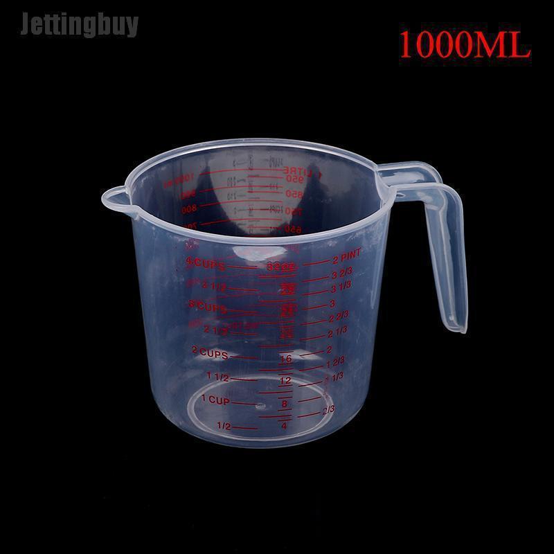 Jettingbuy Plastic clear measuring cup mesure dish 250/500/1000ml liquid scale plastic