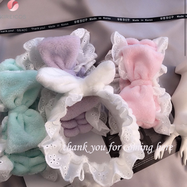[HCM]Băng Đô Trang Điểm Nơ Viền Ren Dễ Thương