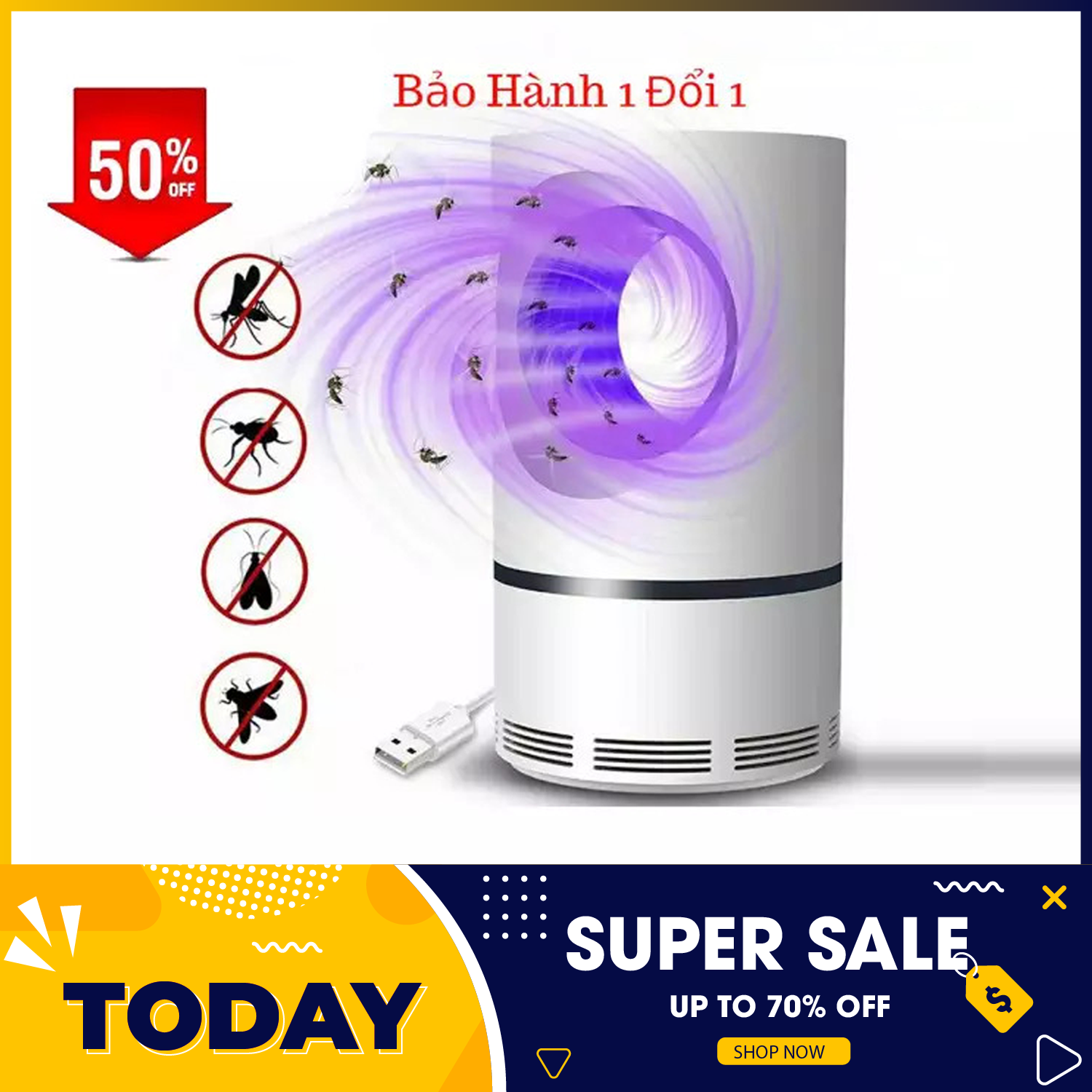 Đèn bắt muỗi - Đèn bắt muỗi thông minh tại nhà - Đèn bắt côn trùng giá rẻ Chất lượng cao Nano Wawe 365, đèn vợt muỗi, sử dụng tiện dụng, an toàn, chất lượng - Hỗ trợ đổi trả 7 ngày