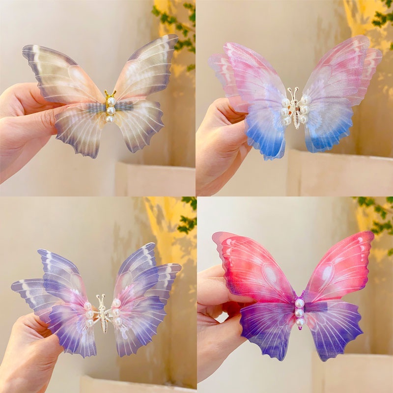 Kẹp Tóc Hình Cánh Bướm Màu Sắc Gradient Cho Bé Gái