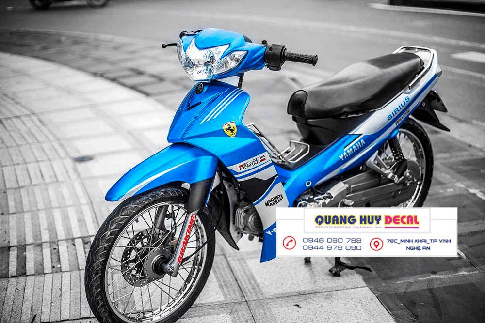 Tem trùm xe YAMAHA SIRIUS xanh bạc  - tem xe máy TEM XE YAMAHA SIRIUS xanh bạc thiết kế theo yêu cầu - Chế độ tem trùm xe máy TEM XE YAMAHA Sirus rẻ đẹp