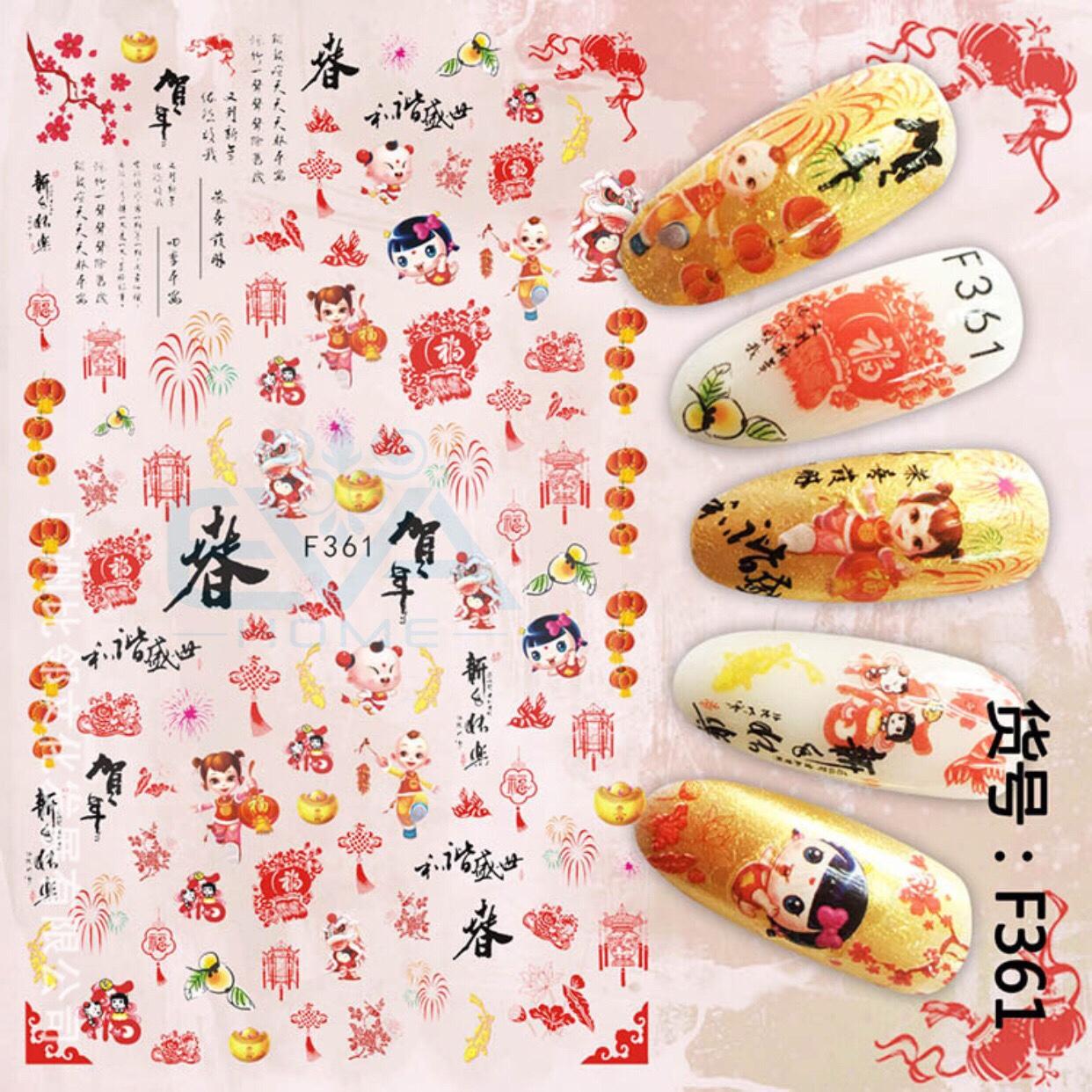 [HCM]STICKER DÁN MÓNG TAY HOẠ TIẾT TẾT ĐÓN XUÂN