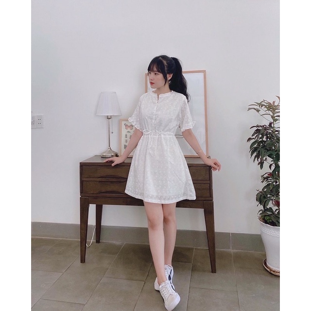 [3-5/8 Hoàn Tiền 25%]Đầm hoa nổi form ngắn