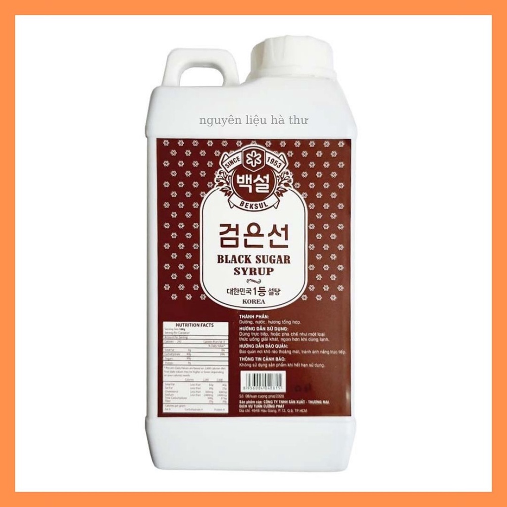 Siro đường đen-Siro đường đen Hàn Quốc can 1000ml-nguyên liệu làm trà sữa