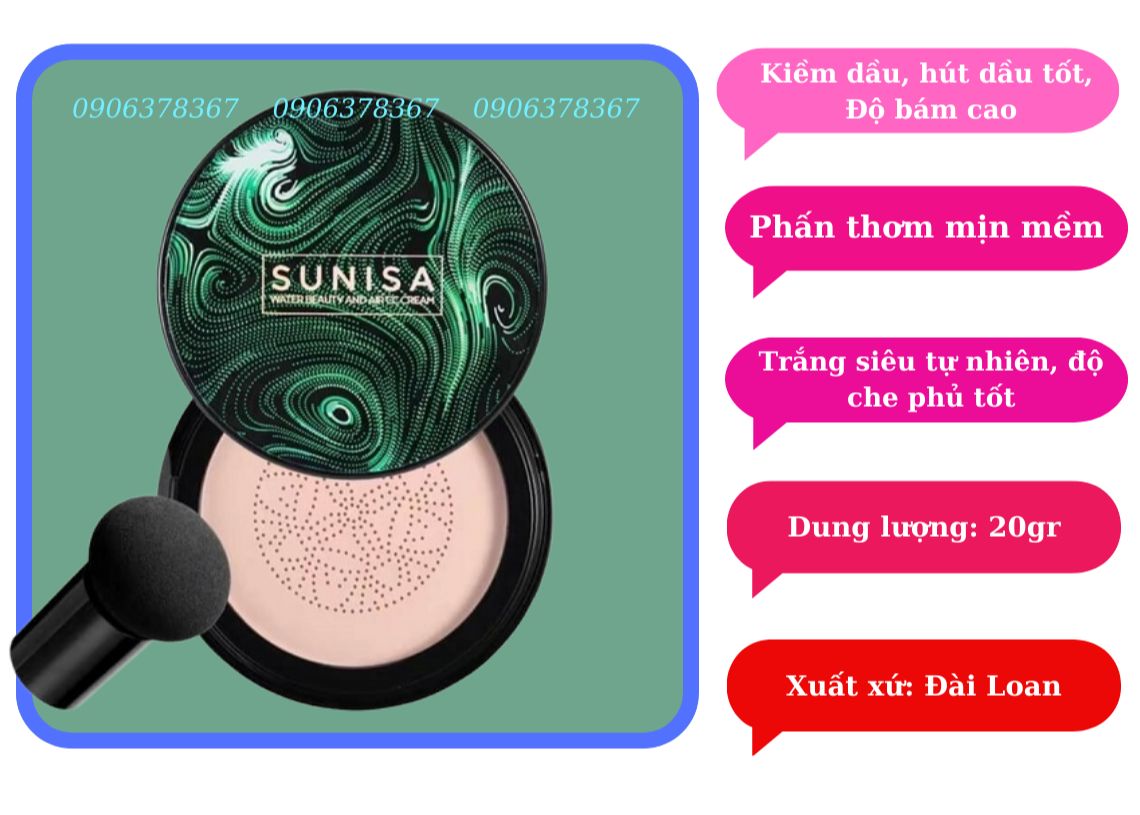 [HCM]Phấn Tươi Sunisa Kèm Bông Đánh Phấn Cao Cấp | Phấn nước Sunisa che khuyết điểm kiểm soát dầu phấn che khuyết điểm Sunisa kem che khuyet diem và kiem soat dau