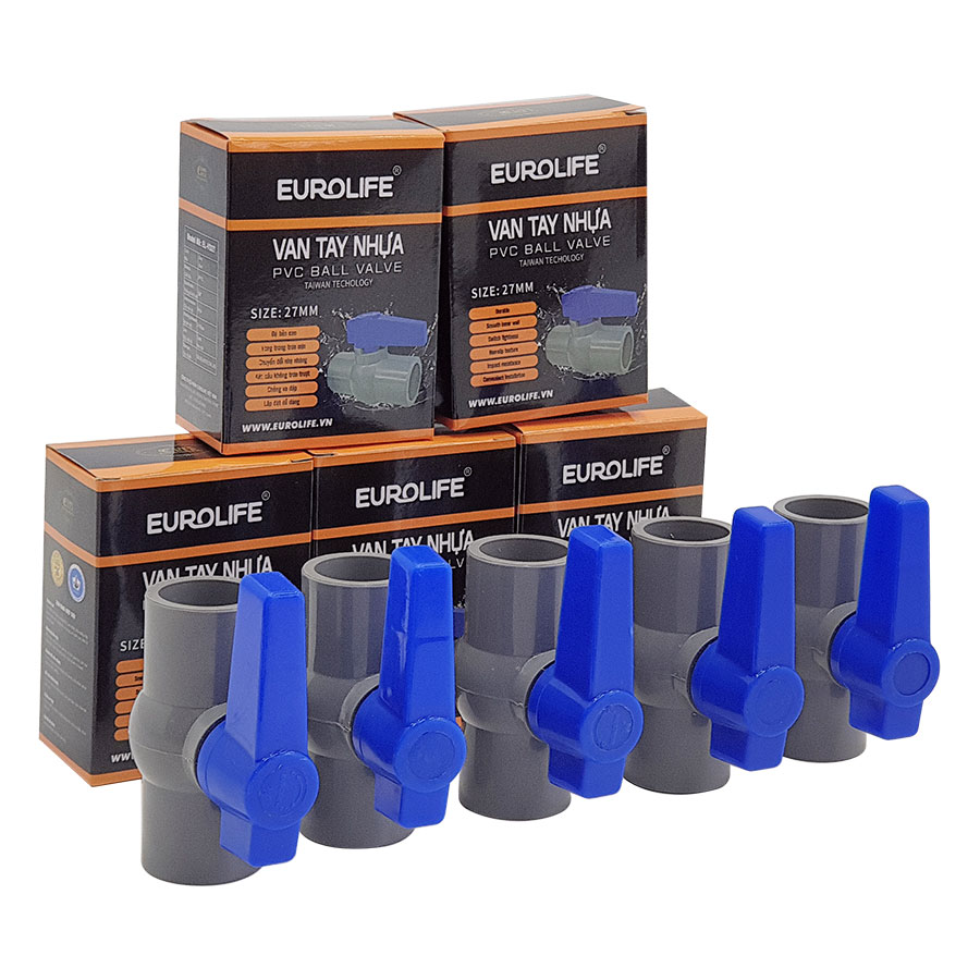 Bộ 5 van pvc siêu nhẹ dùng cho ống nước 27mm eurolife el-vd27