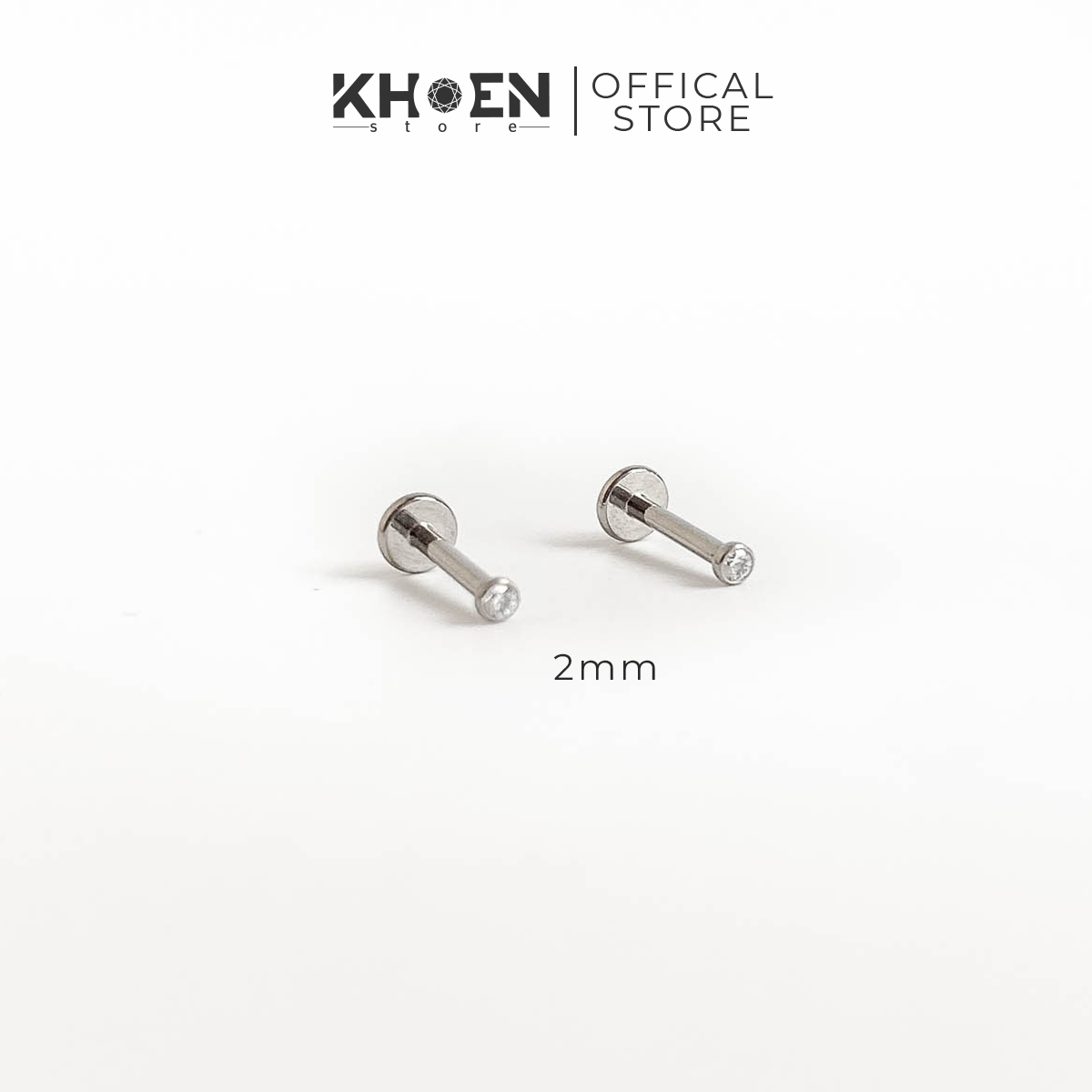 (1 Chiếc) Khuyên đá cài thân 1.2mm - Titanium - Khoen Store