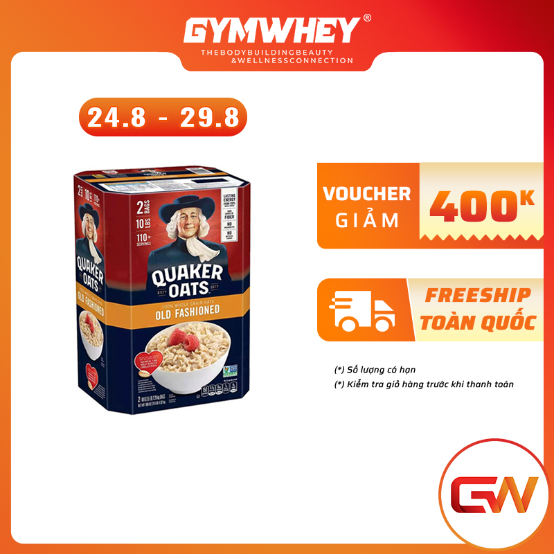 Yến Mạch Nguyên Hạt Cán Mỏng Giảm Cân Quaker Oats Old Fashion 10lbs (4.6kg)