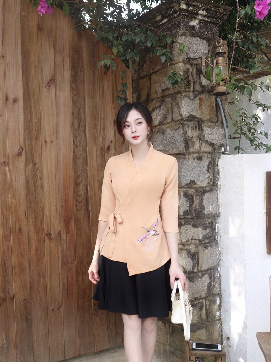 Set KIMONO cách tân thêu hạc