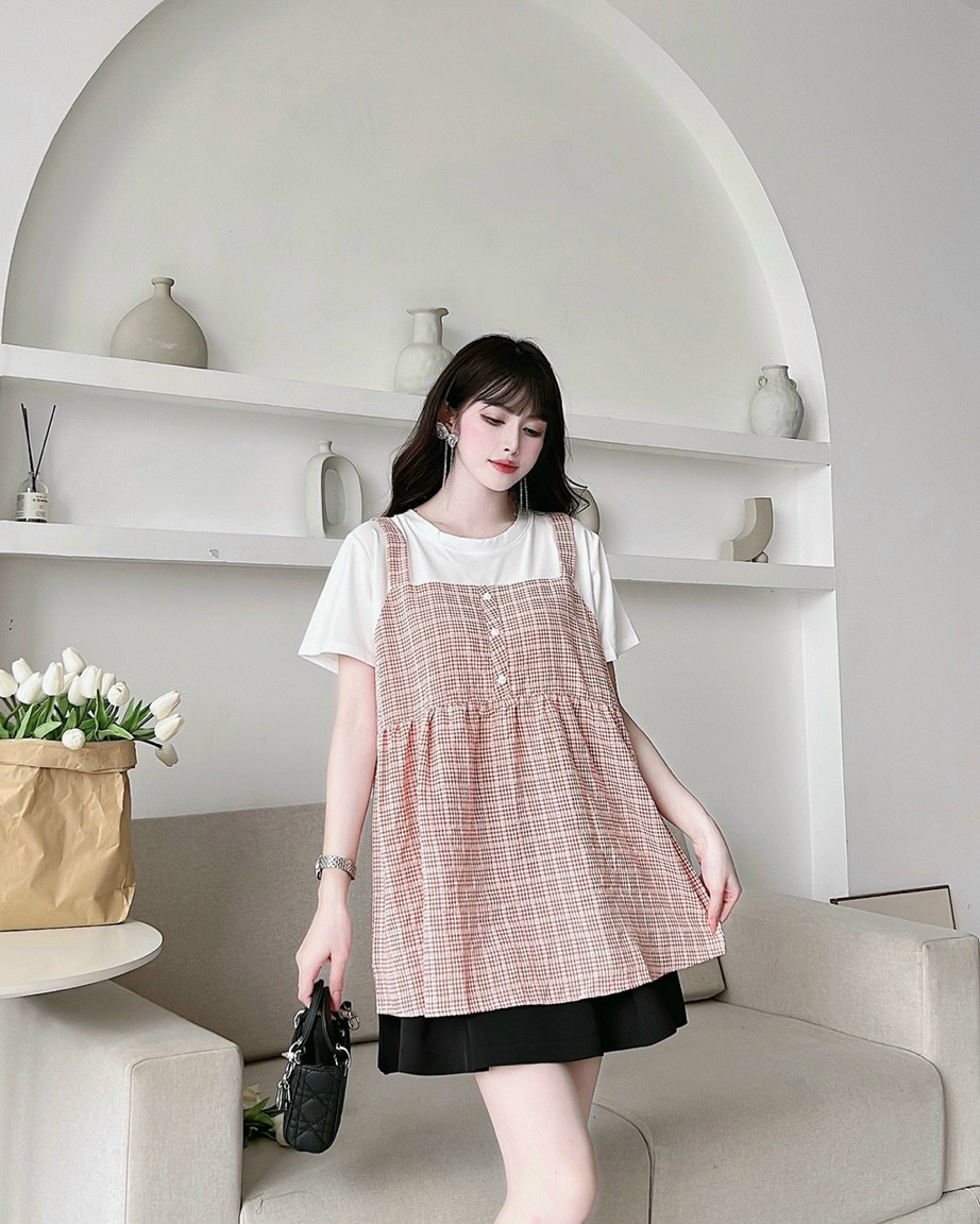 Áo bầu liền yếm hàng thiết kế cho mùa hè