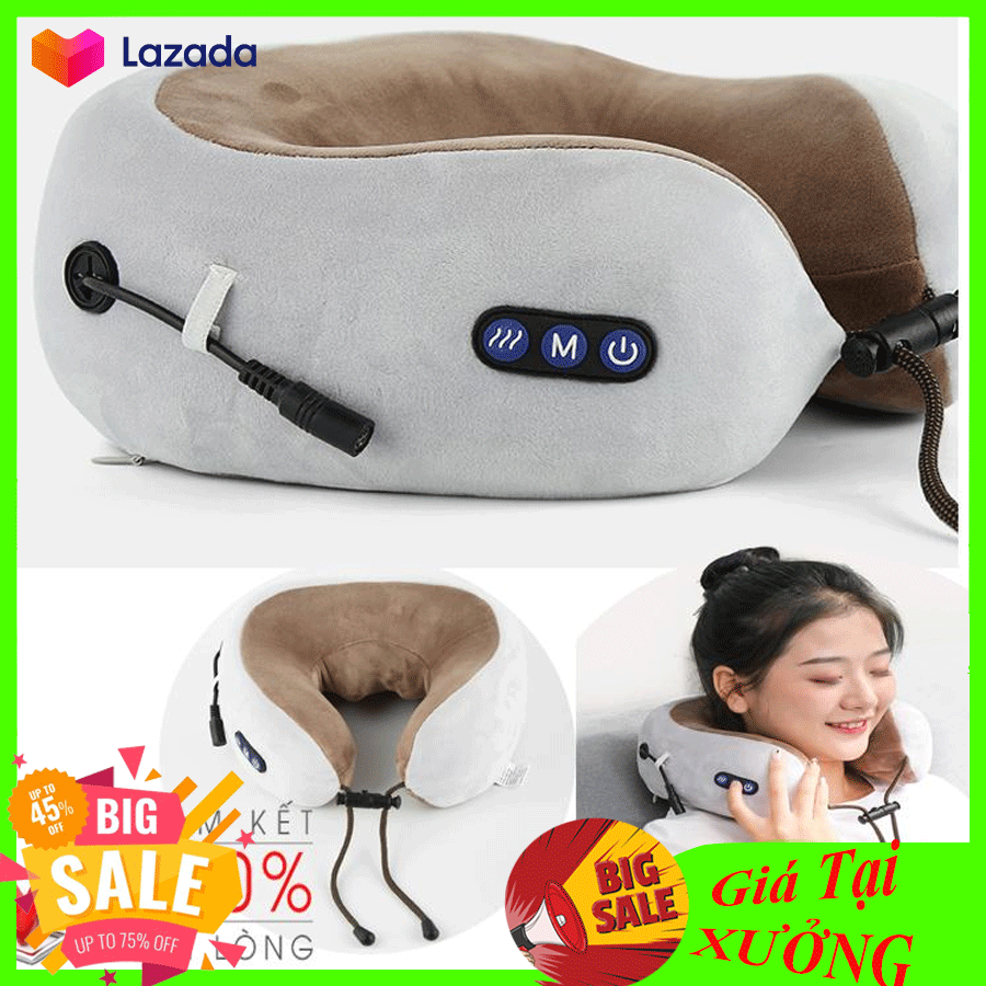 Gối massage cổ chữ U cao cấp đa năng gối ngủ văn phòng gối massage trị liệu gối mát xa cổ vai gáy chữ U gối mát xa cổ cao cấp gối mát xa sạc pin gối massage cổ chữ U đa năng hót nhất năm 2020