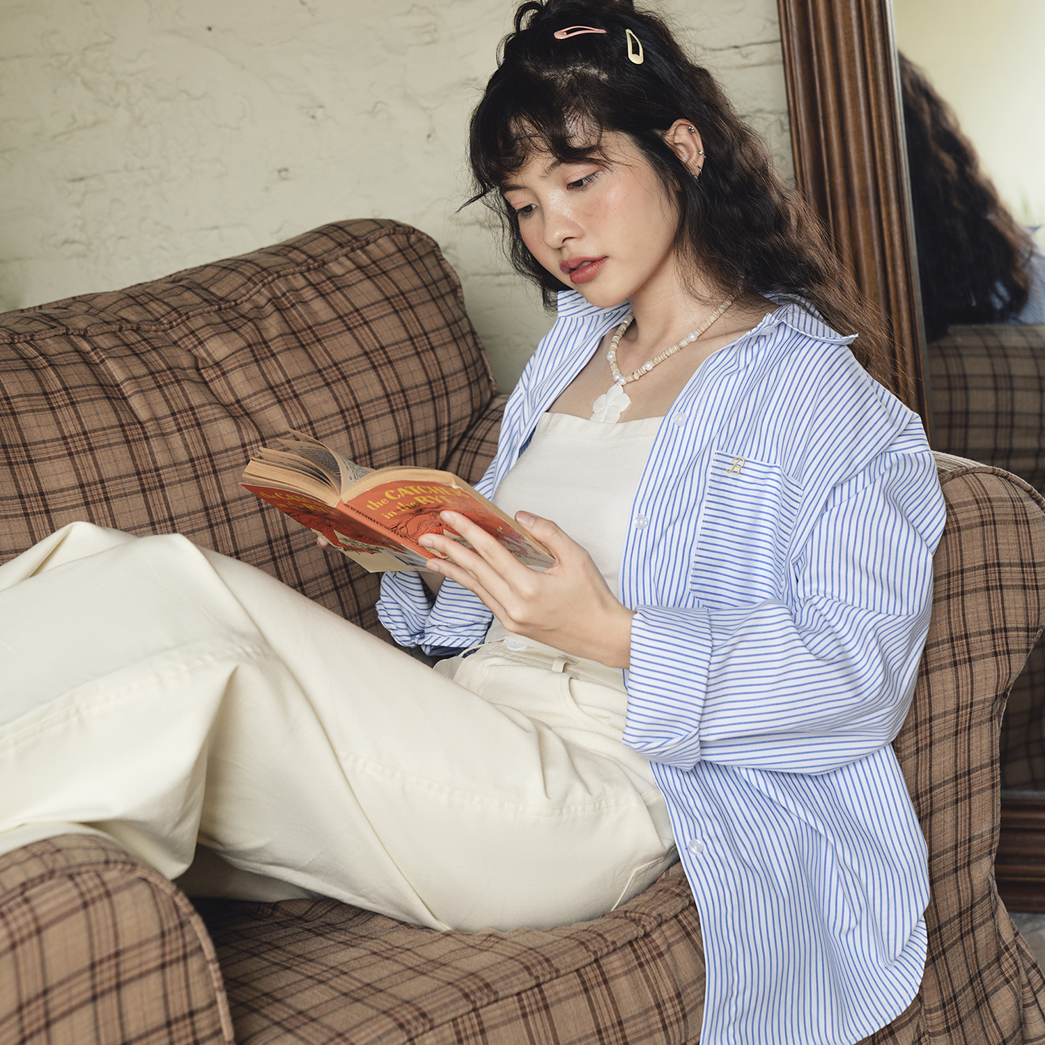 BLEUBIRD Áo sơ mi vải thô dáng rộng Basic Shirt