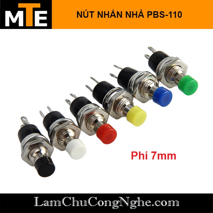 Nút nhấn tự nhả, nút nhấn đề reset PBS-110 lỗ 7mm