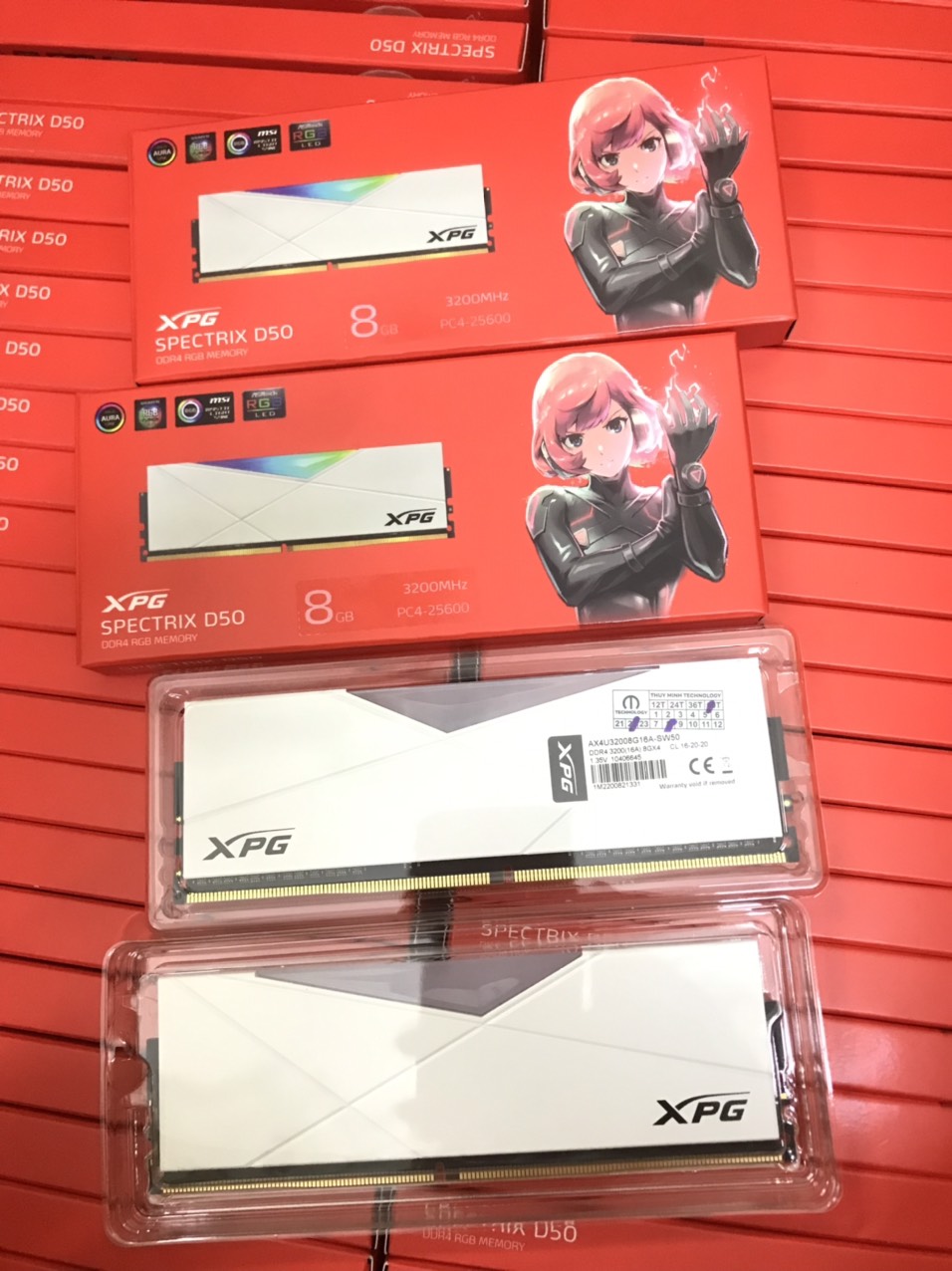 Ram PC Adata Ddr4 8G Buss 3200 XPG D50 led RGB new