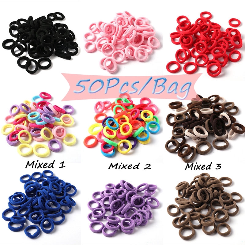 Bịch 50 thun cột tóc cho bé gái (Nhiều màu)