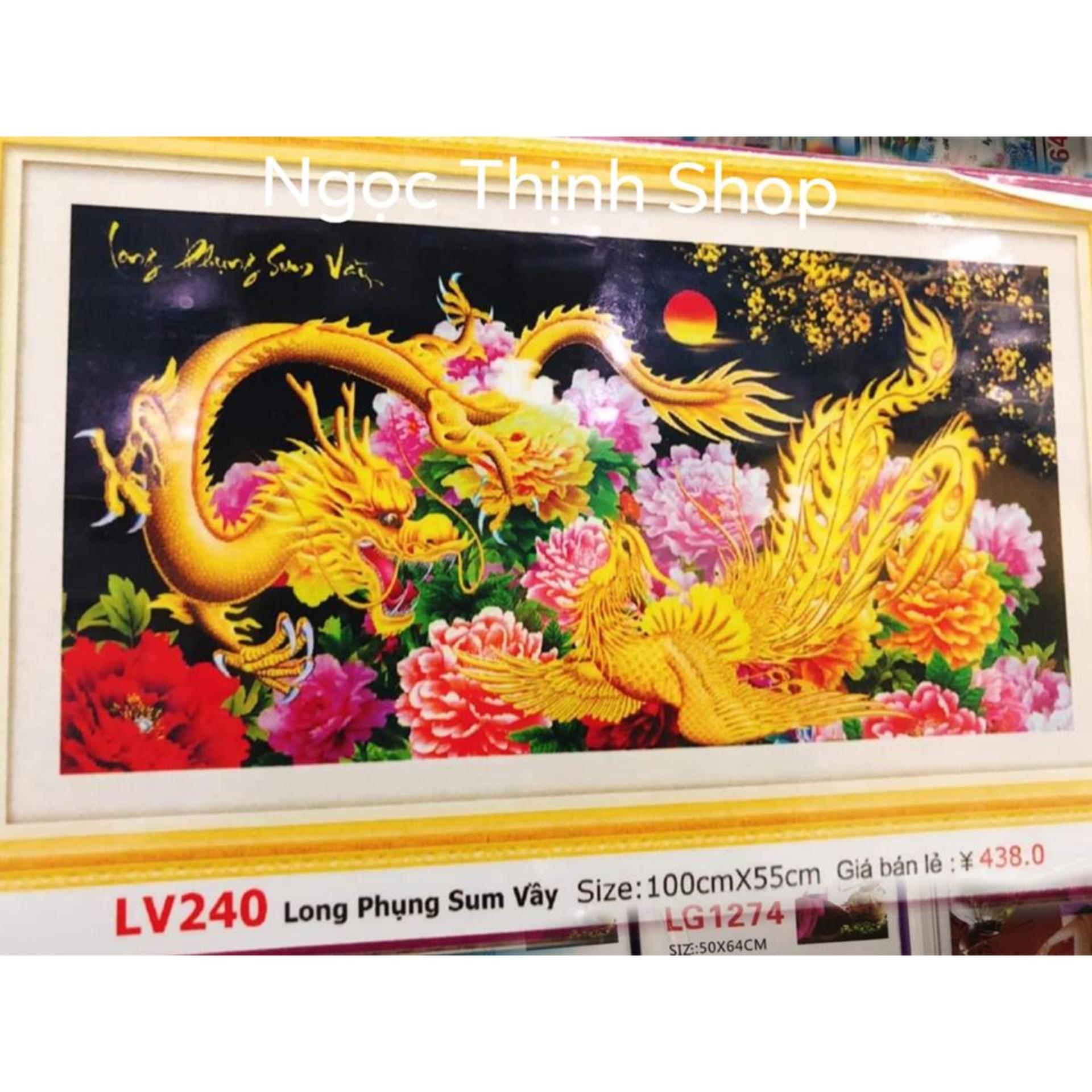 Tranh đính đá cao cấp Long Phụng Sum Vầy LV240