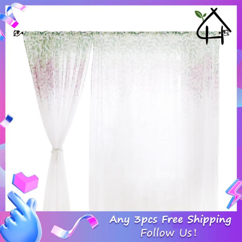 1 Cái Hoa Màu Tím In Sheer Voile Tulle Màn Cho Rèm Cửa Sổ Gia Đình