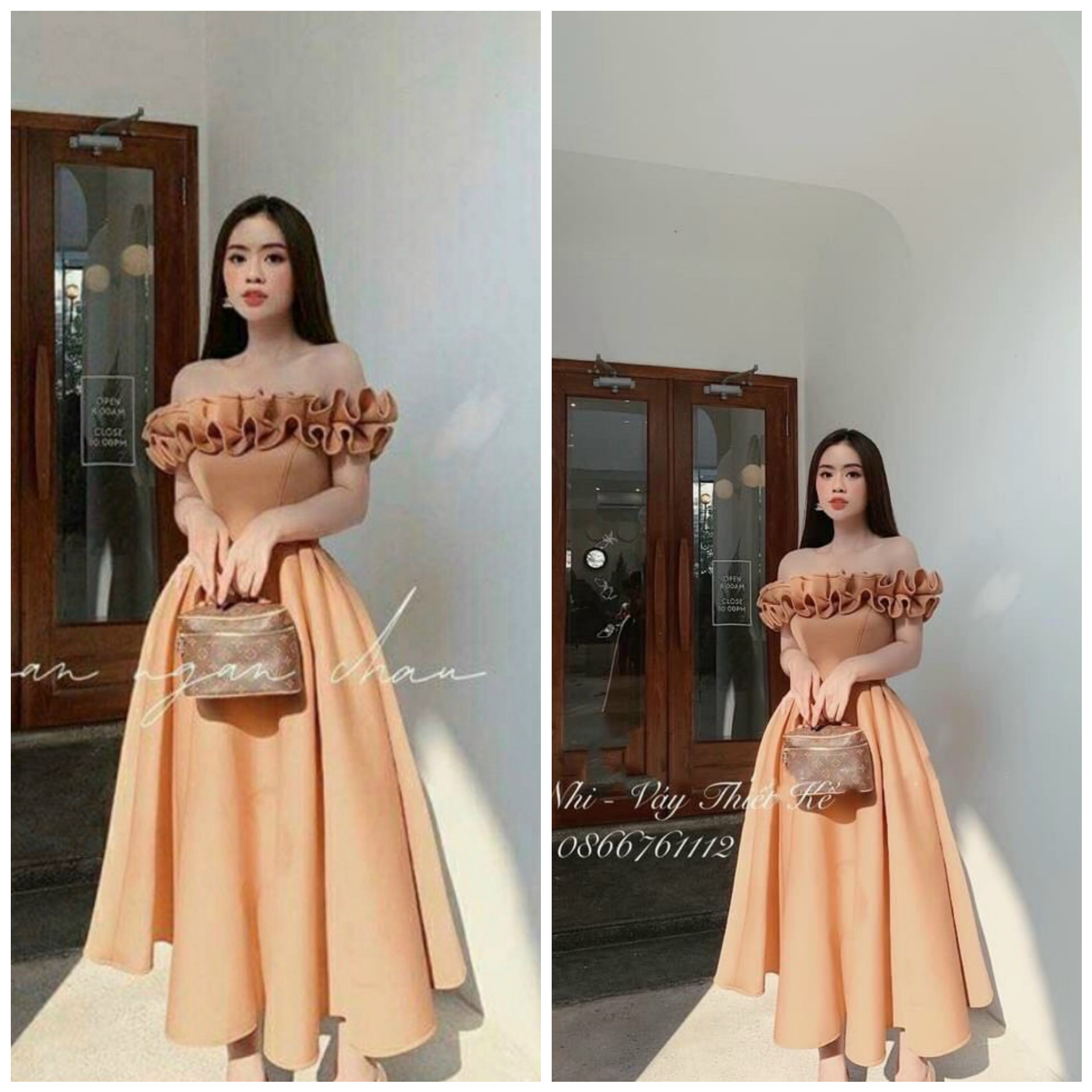[HCM]Đầm Xòe Trễ Vai Nhúng Vai