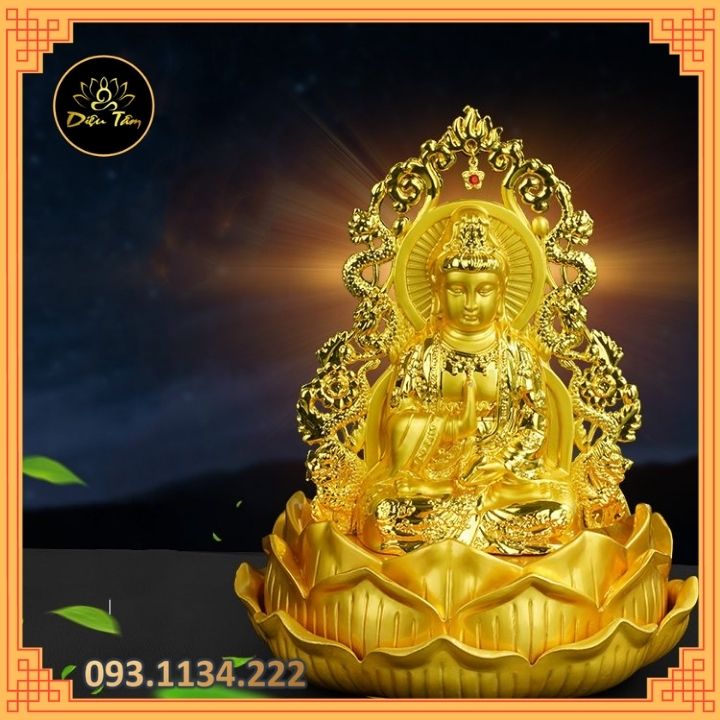 Tượng Phật Bà Quan Âm 2 mặt, tượng bồ tát ngồi thiền sang trọng trang trí ô tô, nhà cửa tượng mật tông đồ thờ cúng