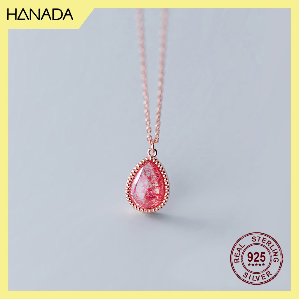 [HCM] Dây Chuyền Bạc 925 Hanada  Giọt Nước Đá Thạch Anh 0157