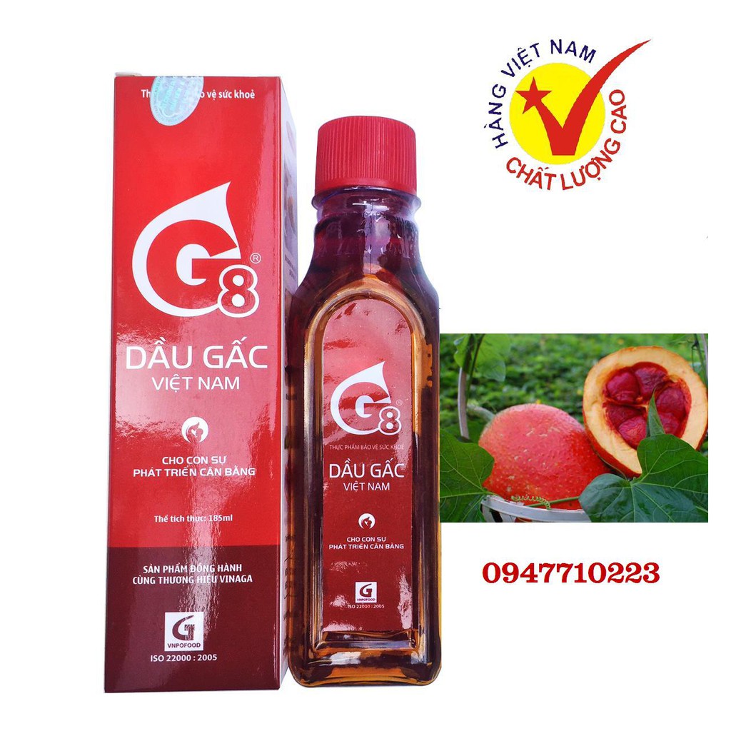 Dầu gấc g8 việt nam 185ml : hsd 2025