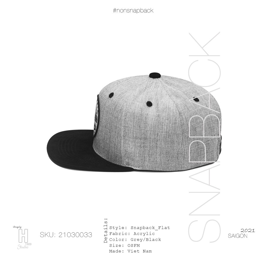 Nón Snapback Xám/Đen