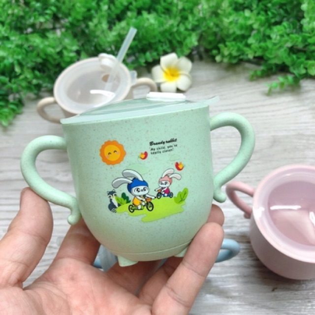 Cốc uống nước lúa mạch kèm ống hút