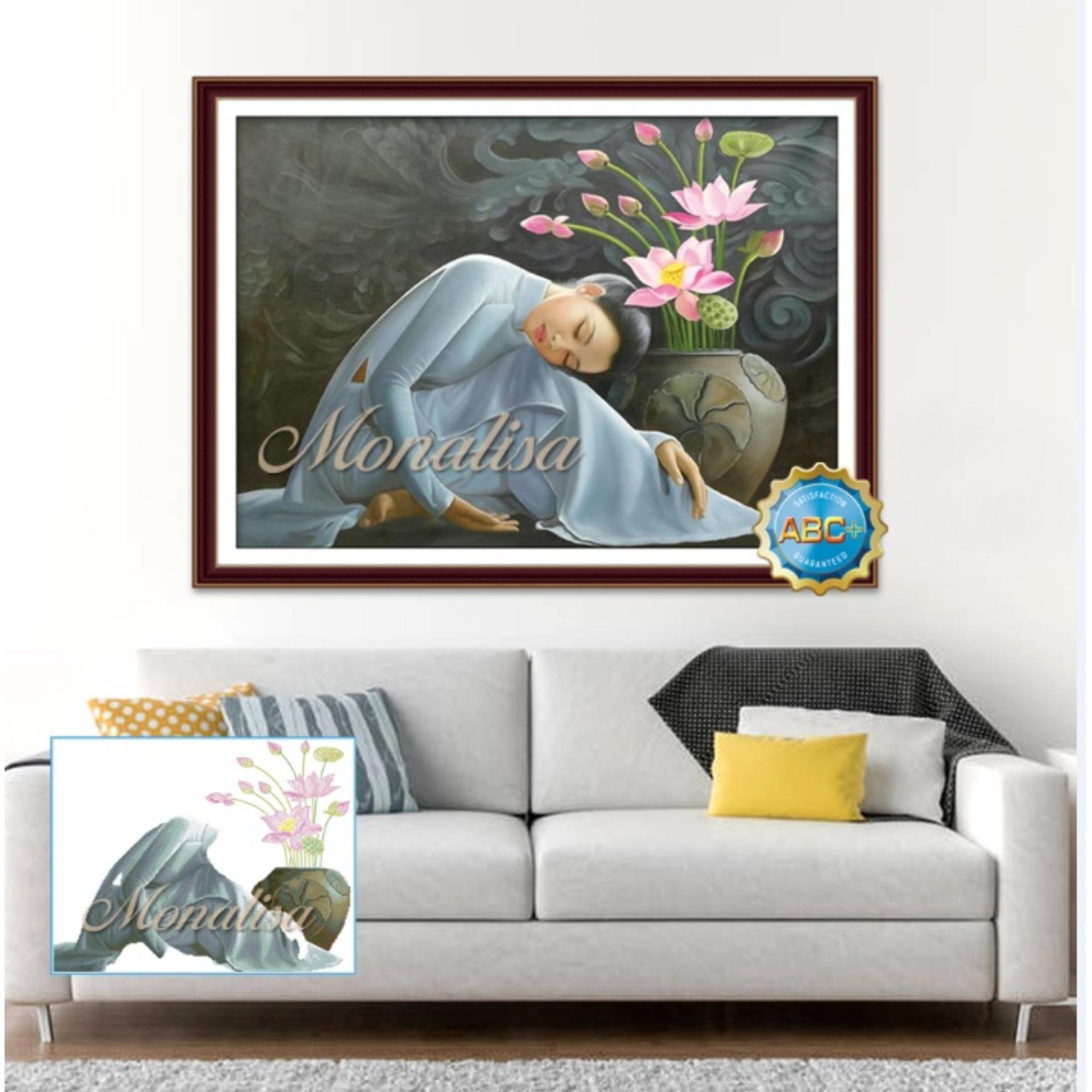 Tranh đính đá cô gái Việt Nam Y8184-60x80cm