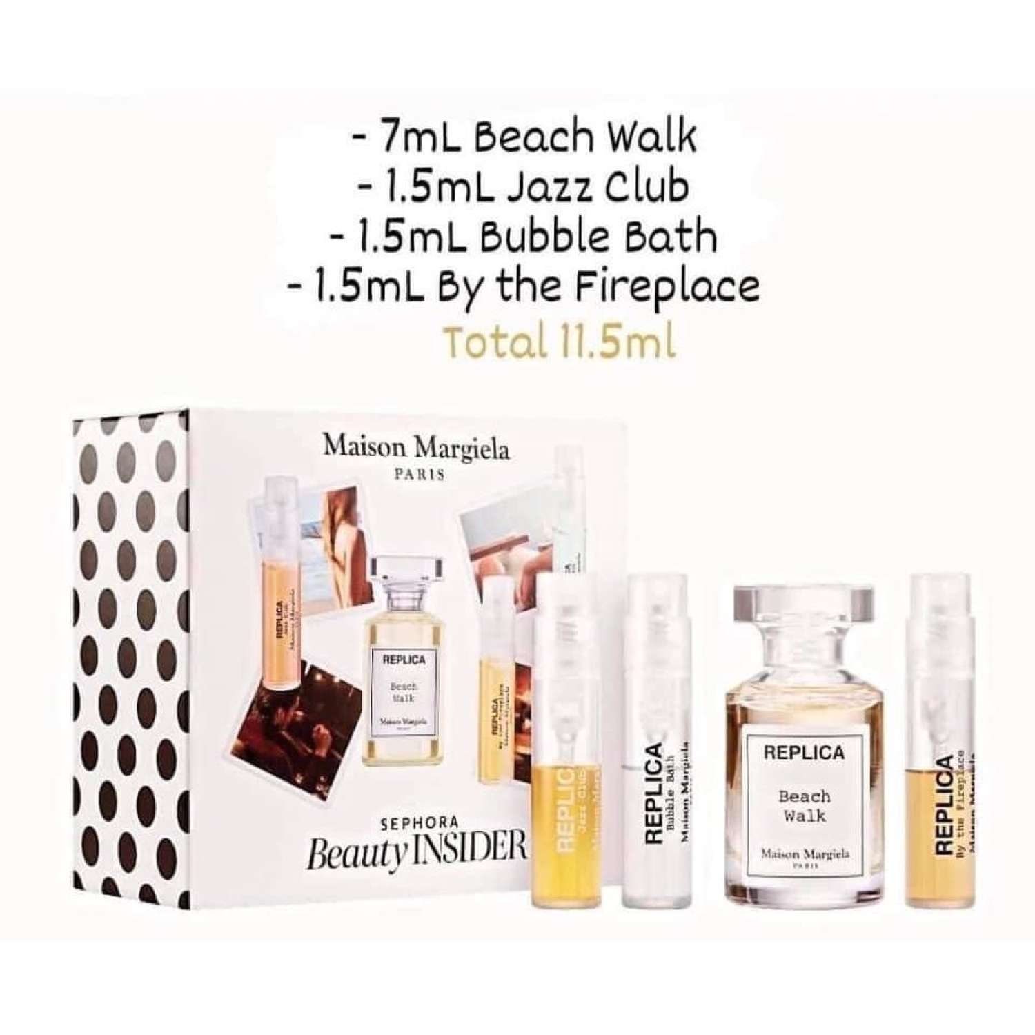 Set Nước Hoa Replica Beach walk 7ml Mini 4 món (Jazz Club 1.5ml, Bubble Bath 1.5ml, Vial By the Fireplace 1.5ml)